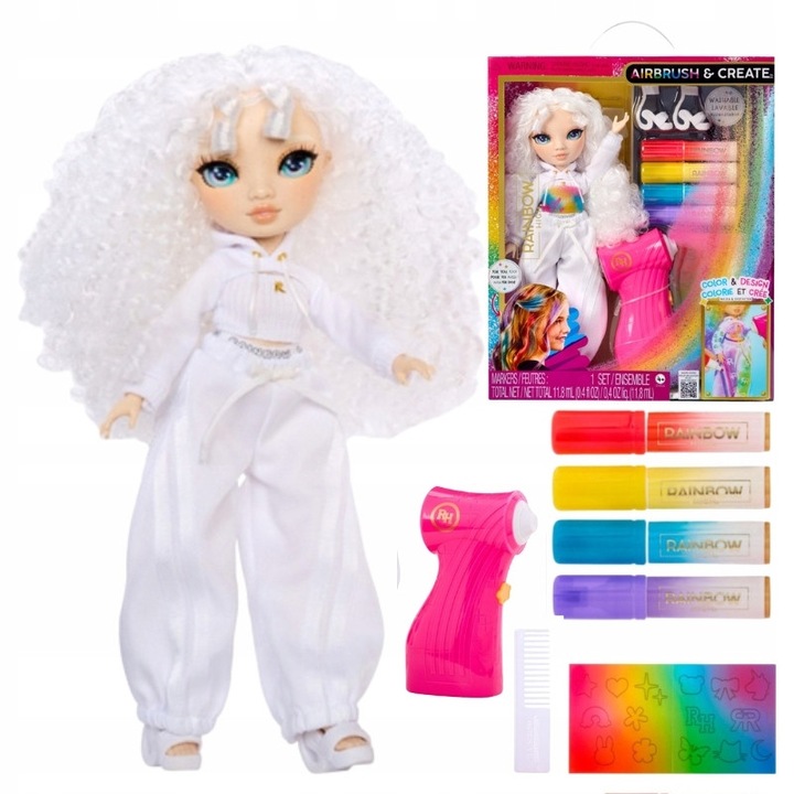 Set Papusa Rainbow High Cu Accesorii Pentru Pictat, Mga, Aerograf & Creare, Markere Lavabile, Distractie Creativa Care Dezvolta Imaginatia Si Abilitatile Manuale, Par Lung Pentru Coafare Si Puncte De Articulatie Mobile, 28 cm, Multicolor