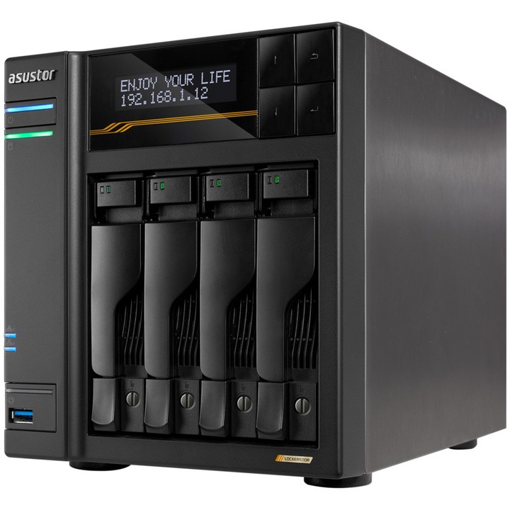 Network Attached Storage, Asustor, Lockerstor 4 Gen3 AS6804T, 4 Bay, Quad-Core 2.3GHz, 16G ECC RAM DDR5