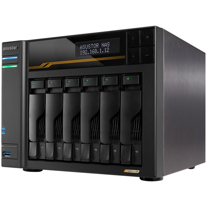 Network Attached Storage, Asustor, Lockerstor 6 Gen3 AS6806T, 6 Bay, Quad-Core 2.3GHz, 16G ECC RAM DDR5