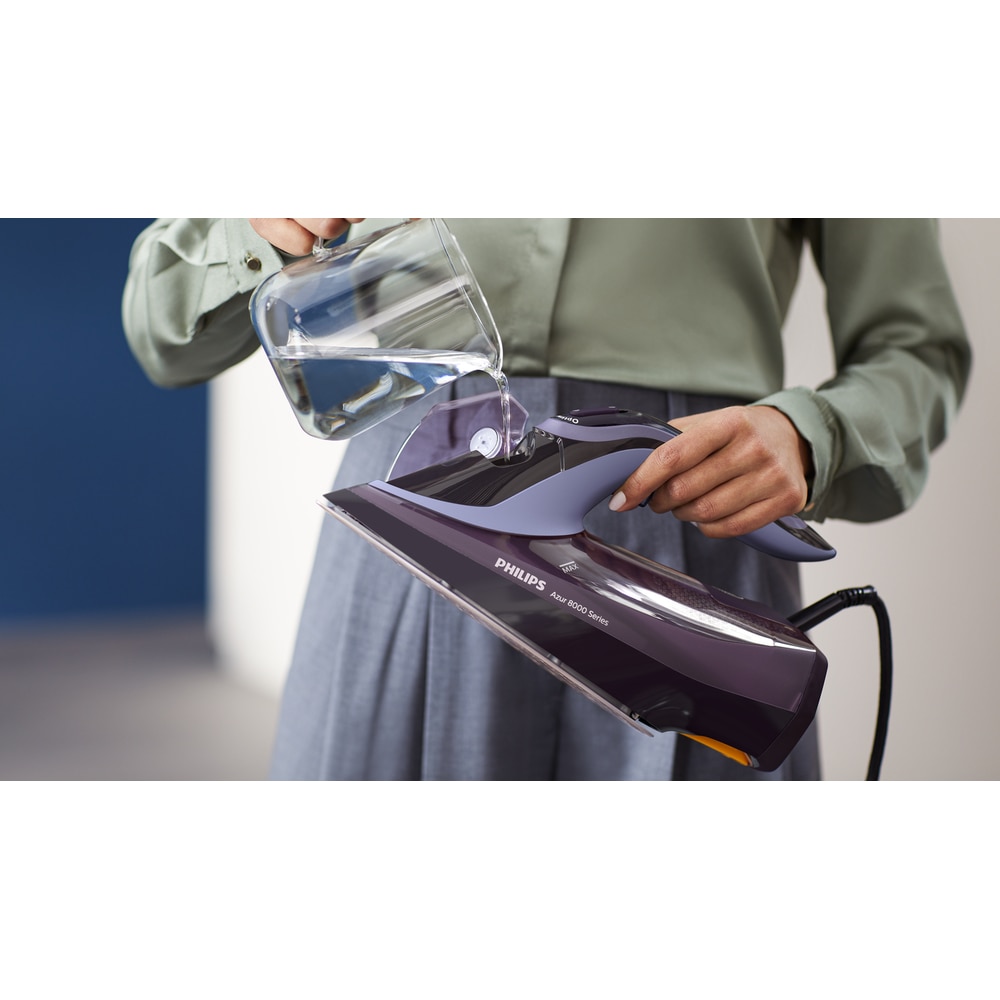 Fier de calcat PHILIPS Azur 8000 DST8021/30, 3000W, 240g/min, 300ml, talpa SteamGlide Elite, Mov