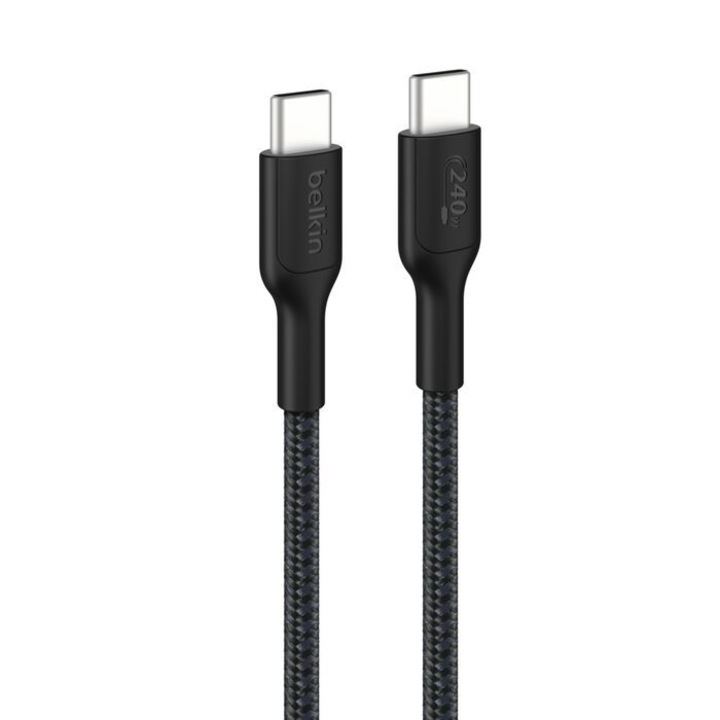 Cablu USB-C la USB-C impletit Belkin 240W 2m negru
