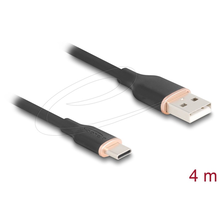 Cablu USB DeLock USB-A la USB-C 4m, negru