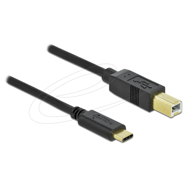 DeLock USB 2.0 cable Type-C to Type-B 4m Black, 286811, Kábel