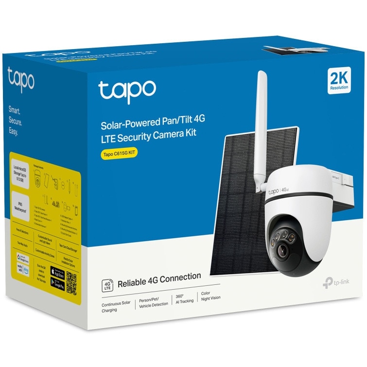 Kit camera de supraveghere Wireless cu panou solar Tapo C615G cu 4G LTE ...