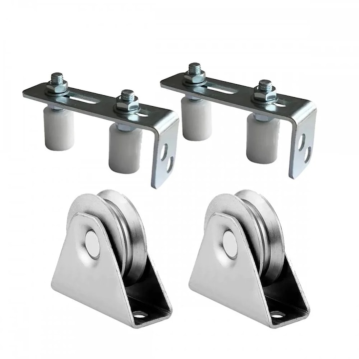 Set poartă culisantă cu două role V 60 mm, două ghidaje, zincate, 300kg