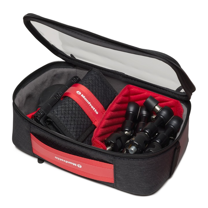 Organizator Pro Light Tech Manfrotto, dimensiuni 25x8,5x16cm, cu panou transparent, compartiment M-Guard, pentru accesorii foto-video