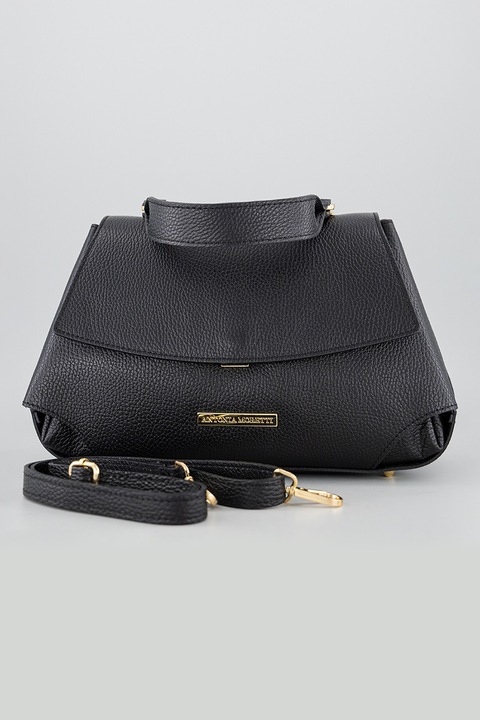 Antonia Moretti, Geanta din piele cu bareta de umar detasabila, Negru