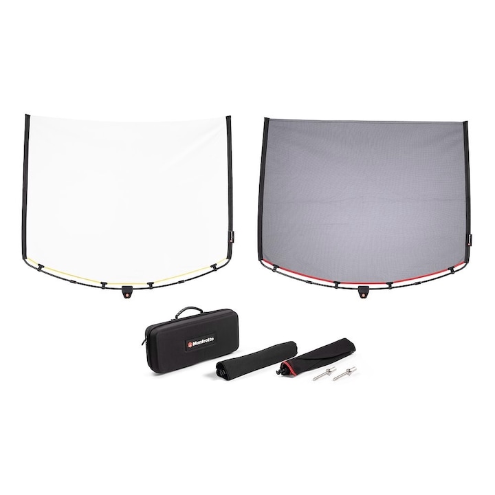 Zestaw Manfrotto Rapid Flag Kit 60x90cm, 2 rame RapidExoframe, 2 adaptoare, 1 plasa simpla, 1 plasa dubla, 1 difuzor, 1 steag negru, 42x20x10cm