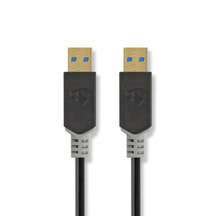 Cablu USB 3.2 Gen 1, NEDIS, 2m, Tip A Tata - Tip A Tata, placat cu aur