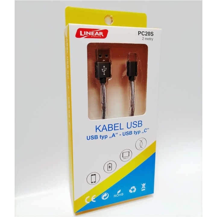 Cablu USB-C Linear PC20S 2m argintiu