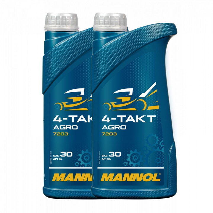 Pachet 2 litri Ulei Motor drujba MANNOL 4-Takt Agro SAE 30 Mineral (Utilaje Gradina, Anti-depuneri)