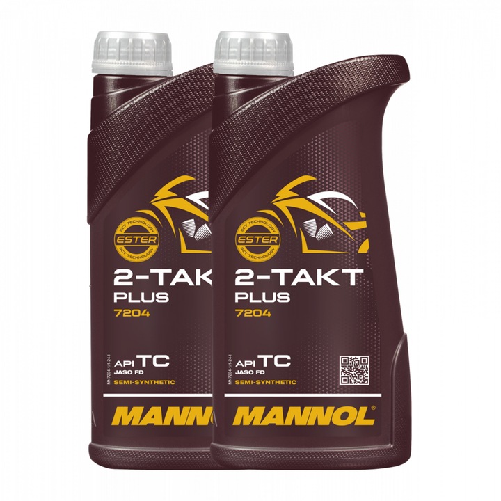 Pachet 2 litri Ulei Motor MANNOL 2-Takt Plus Sintetic (Motoare 2T High-Performance, JASO FD)