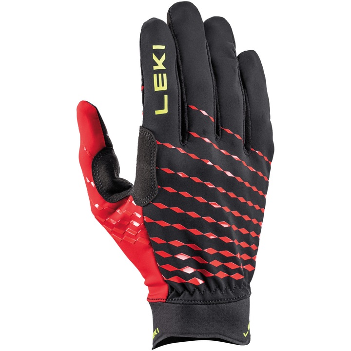 Leki HS Ultra Trail Breeze férfi síkesztyű, 8-as méret, Fekete/Piros/Neon sárga