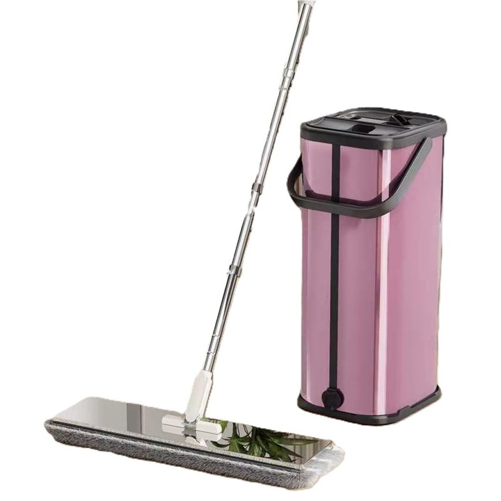 Set Mop/Galeata cu Stoarcere si Cap Rotativ, Ultra-Slim, Curatare Usoara