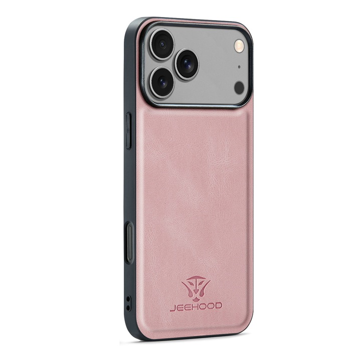 Husa compatibila cu iPhone 17 Pro Max, piele cu textura moale, CaseMe, Roz