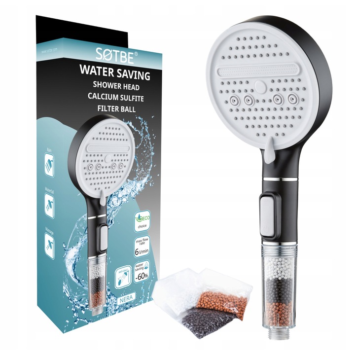 Dus ionizat SOTBE LARK, filtrare triple, 3 moduri de jet, negru mat