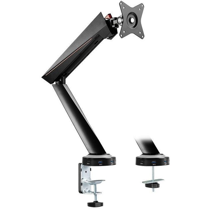 Suport de birou pentru monitor LogiLink, 17" - 32", 8KG, VESA 75x75/100x100 Negru