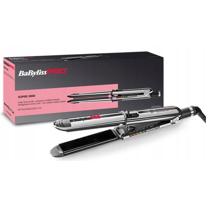 Babyliss Elipsis 3000 hajvasaló, alátéttel és kesztyűvel, 150-230°C, fekete