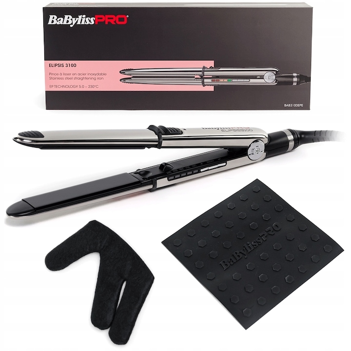 Babyliss Pro Elipsis 3100 hajvasaló, kerámia-titán, fekete-ezüst, 24x110mm