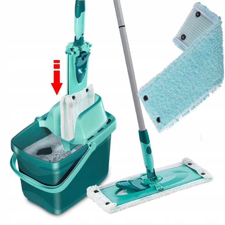 Set Mop Plat Leifheit Combi M 55356, 33 cm, 12L, Verde