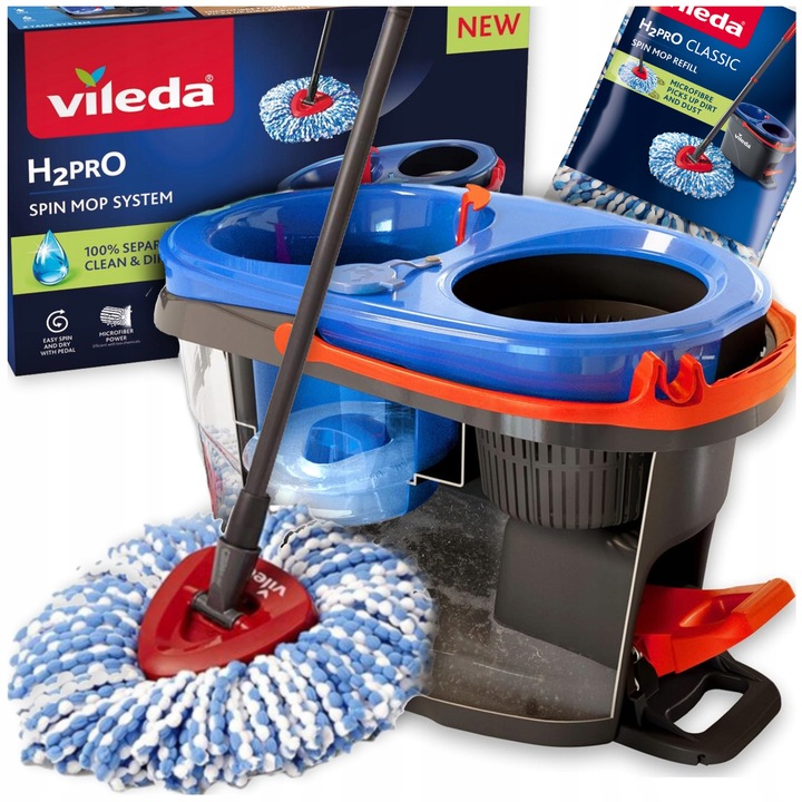 Mop Rotativ Vileda H2prO cu 2 Rezervoare: Curat si Igienic