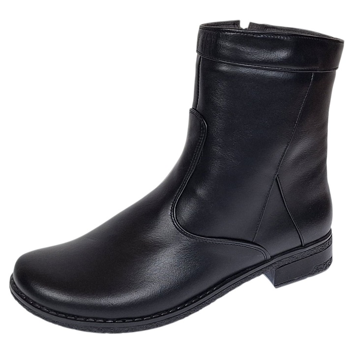 Ghete dama casual din piele naturala imblanite 200733, Negru