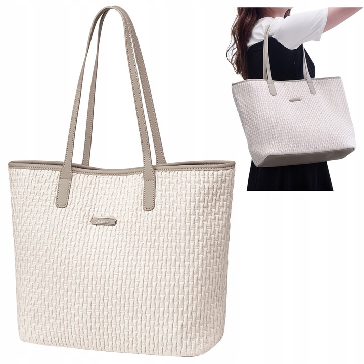 Női fehér shopper táska, klasszikus, 15, 6 l-es, vízálló, egyetemre és üzleti találkozókra. CHANTRIA CB801 White