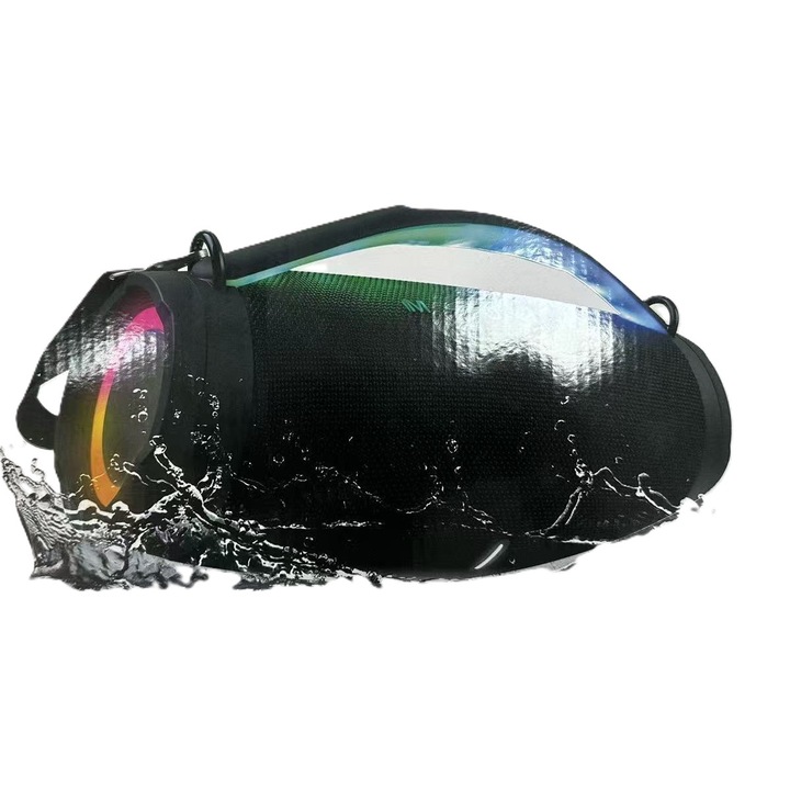 Boxa Bluetooth wireless portabila cu Bluetooth 5.2, iluminare ambientala RGB vibranta, design rezistent la stropire, perfecta pentru petreceri in aer liber