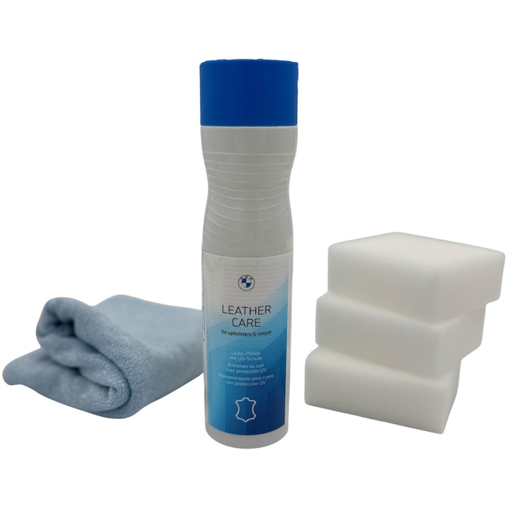 Kit ingrijire piele original BMW cu protectie UV, leather care set, 250ml