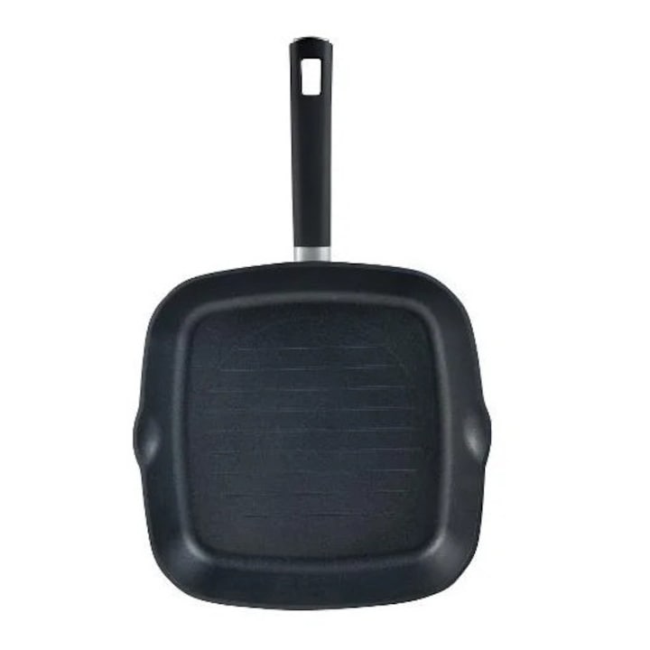 Tigaie grill Masterpro, Patrata, 28x28x4.3 cm, Negru