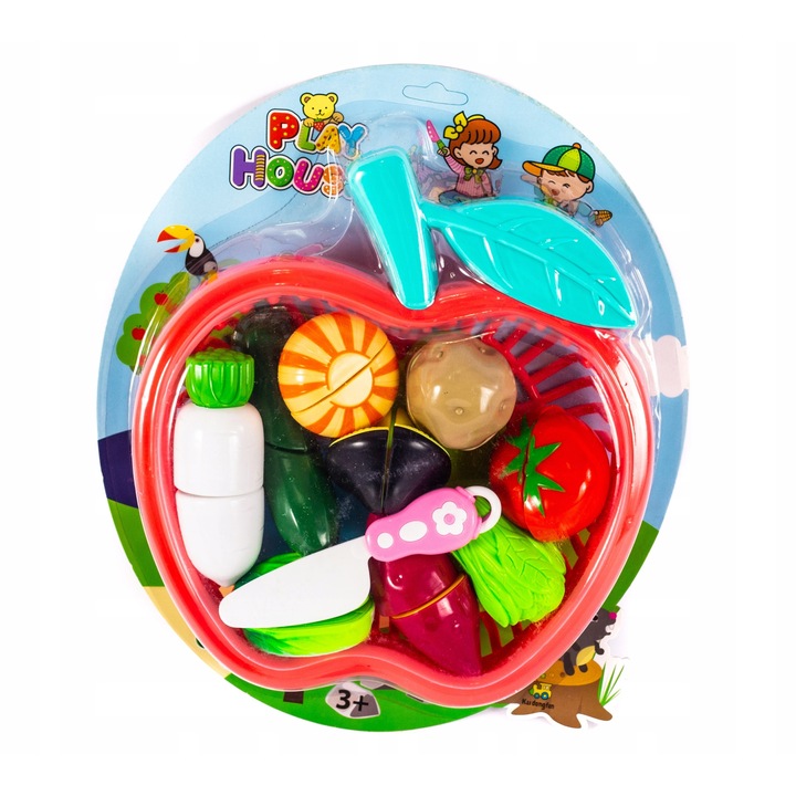 Set Legume Taiate cu Velcro pentru Copii, Midex, plastic, dimensiune ambalaj 28x7x34cm, multicolor