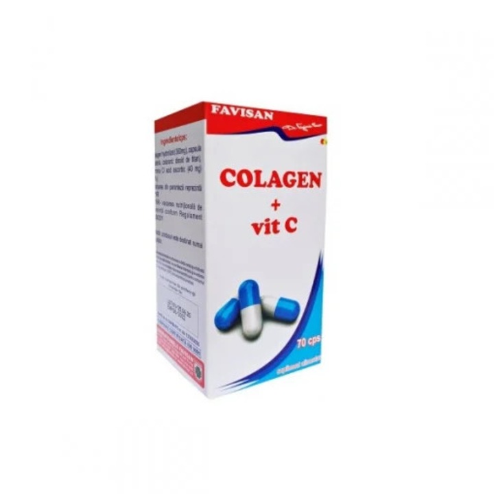 Colagen + Vitamina C, Favisan, 70 capsule, pentru sănătatea pielii și articulațiilor