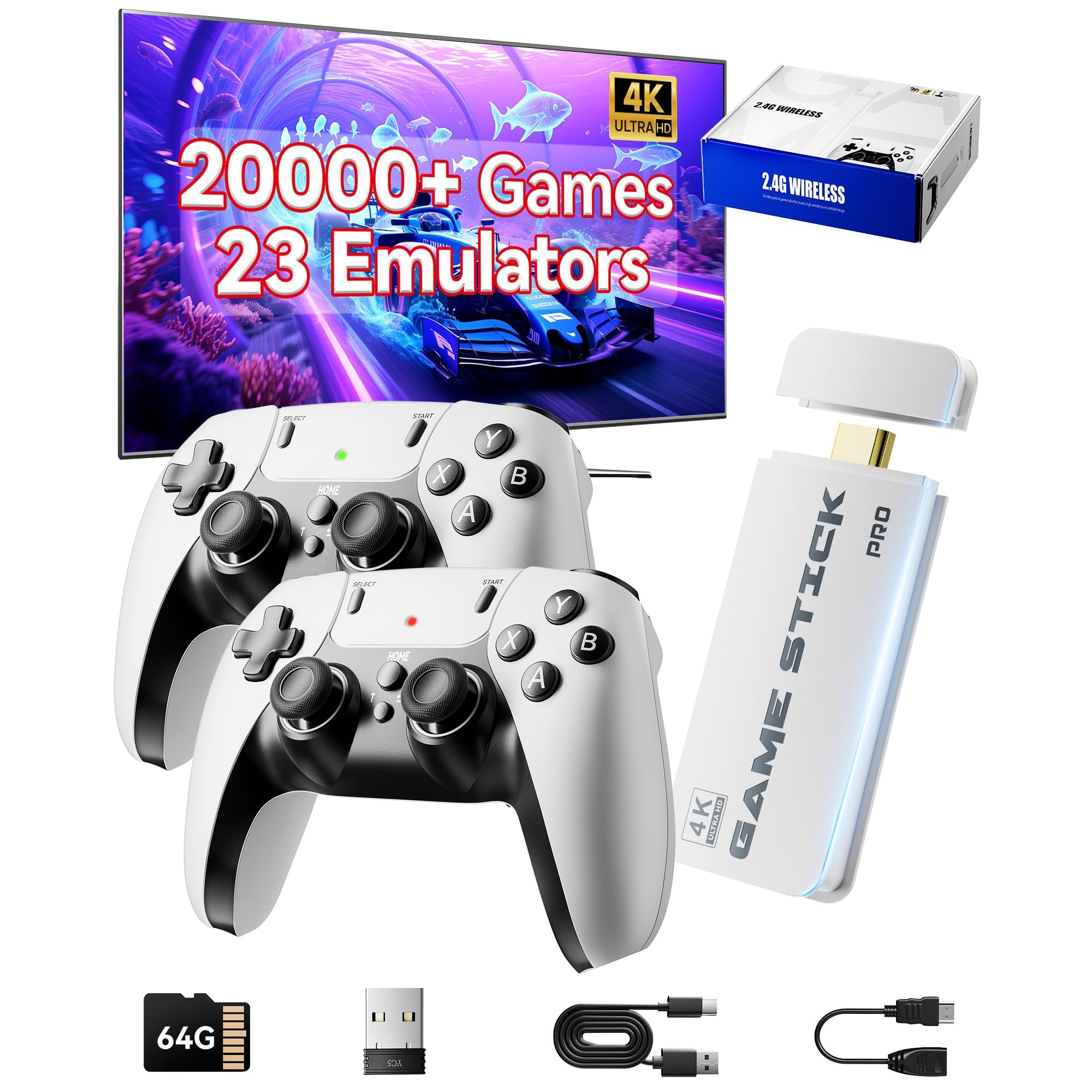 Consola de jocuri retro, AuroraLink, 40000+ jocuri, 2 controlere, HDMI, Plug and Play