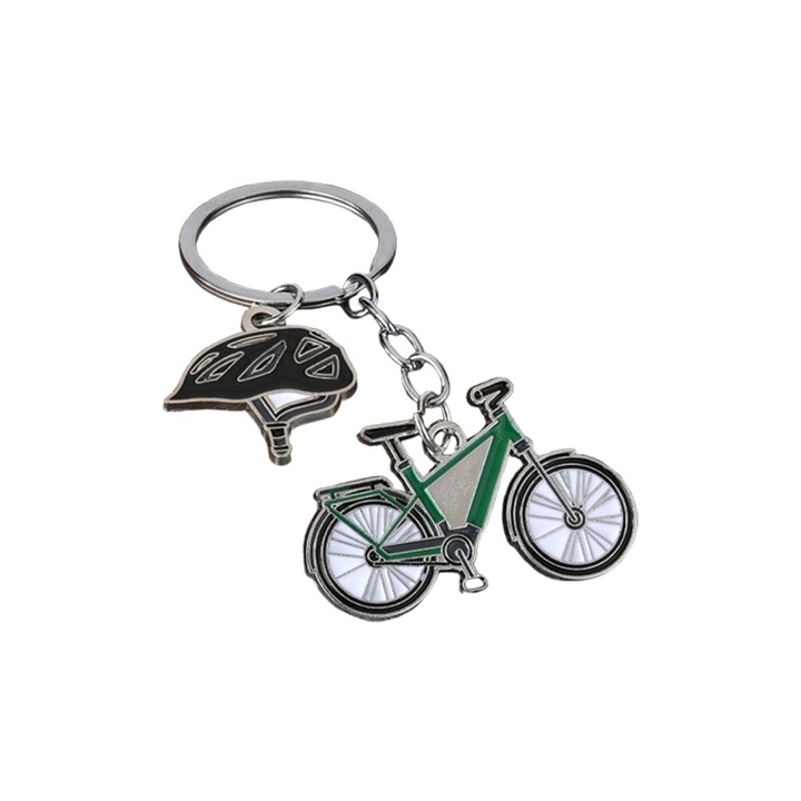 Breloc Pandantiv Bicicleta Miniatura, Metalic, Tematica Sport Dinamica, verde