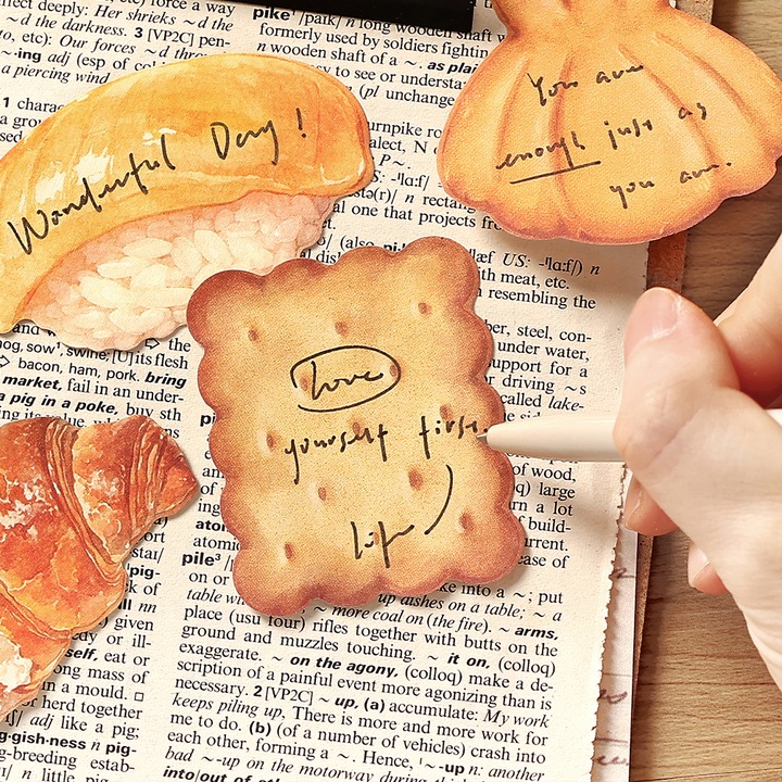 Set note adezive，Notite Adezive Creative in Forma de Biscuiti, Set 8 Modele 240 file, Hartie de Calitate, Adeziv puternic, Usor de lipit si rupt, Portabil, Cadou Unic