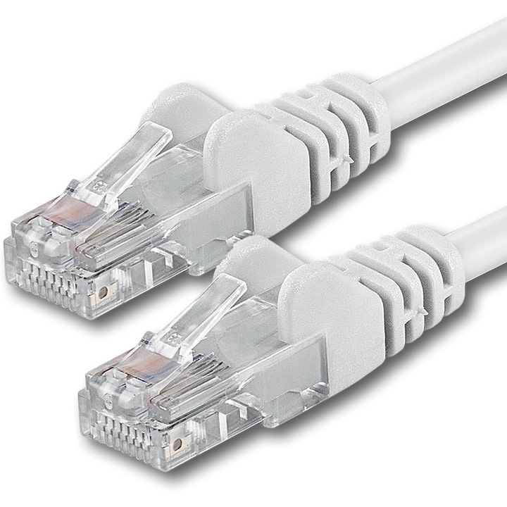 Cablu Ethernet Cat 6, 3m, Alb, RJ45 LAN Patch Cord