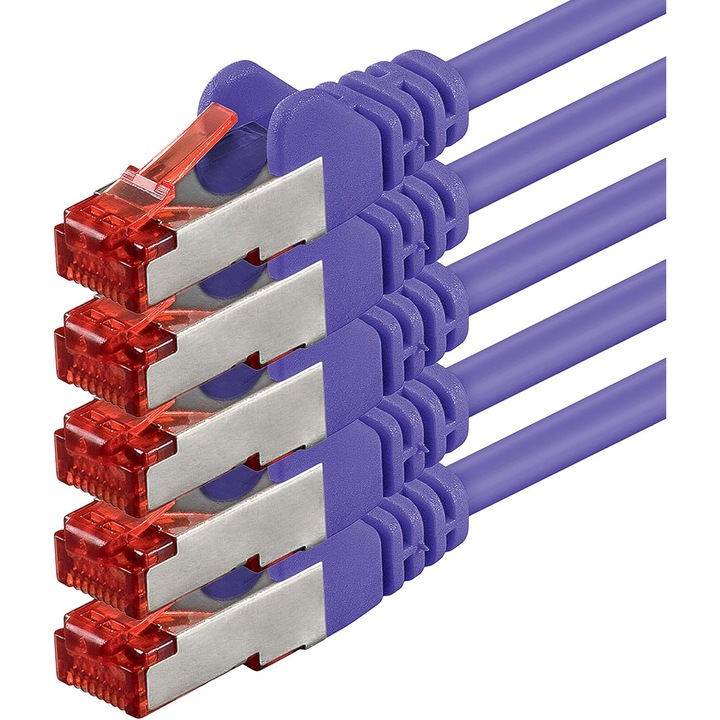 Cablu Retea CAT6 SSTP Dublu Ecranat, 5 Bucati, Conectori RJ45