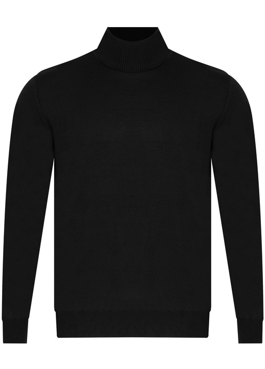 Pulover barbati, WEENS, WS3321, croiala regular, negru, bumbac si acril