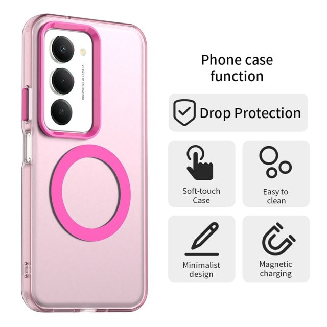 Husa Upzz® Tech Candy Pentru Xiaomi Redmi 15 4G / 5G Tehnologie Magsafe, Protectie La Camera si Colturi, Roz