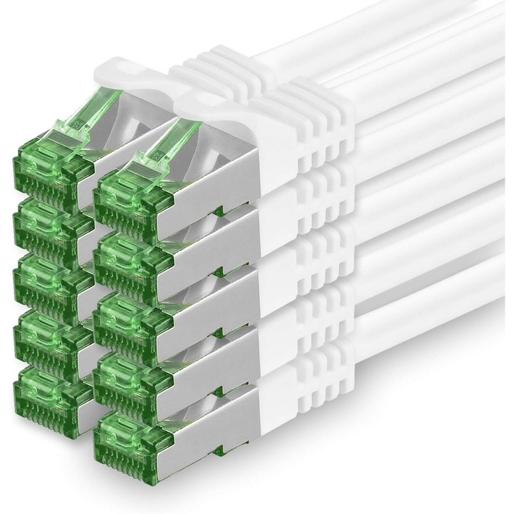 Cablu rețea Cat7 1aTTack.de RJ45 alb 2m, 10 Gb/s, S-FTP PIMF