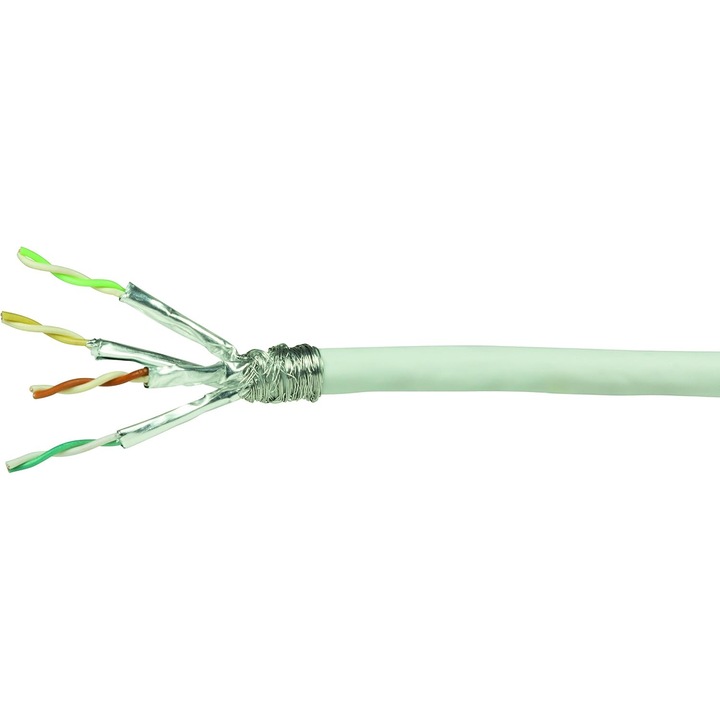 Cablu de retea LogiLink CPV0039, Cat.6, alb, 100m, ecranare PIMF