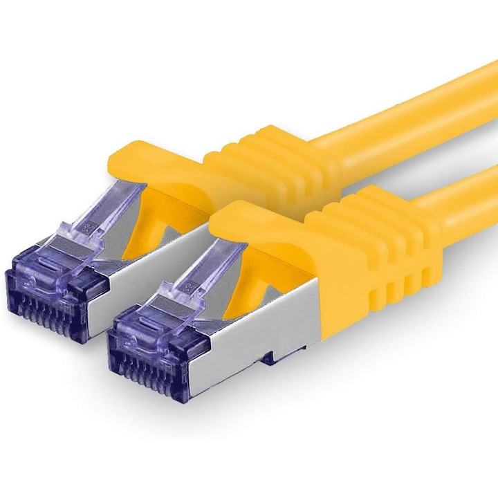 Cablu rețea Cat.7 SFTP 10Gb/s, PoE+, galben, 1aTTack.de