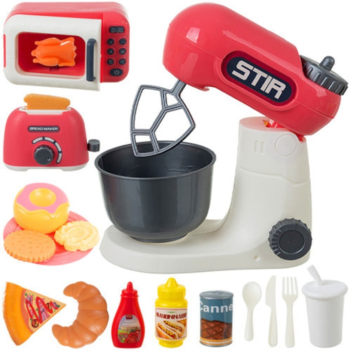 Set jucării de bucătărie pentru copii, Zola, 26 piese, mixer și toaster, multicolor, plastic