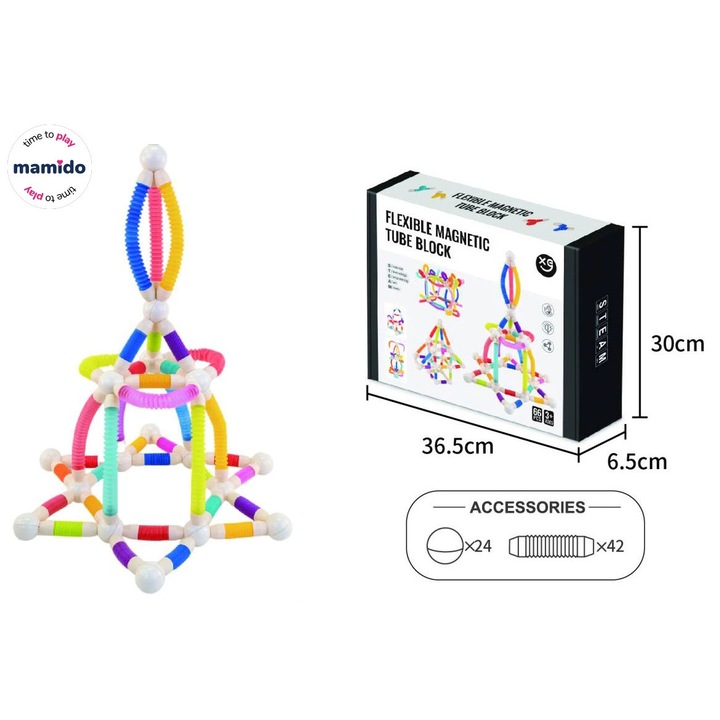 Mamido Гъвкав магнитен конструктор Tube Bloc Pro Max 66 части