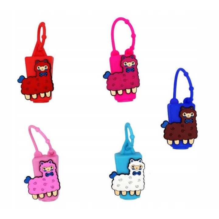 5 darabos újrafelhasználható flakon készlet kézfertőtlenítőhöz, 30 ml, szilikon tok, aranyos design, többszínű, 8x3 cm