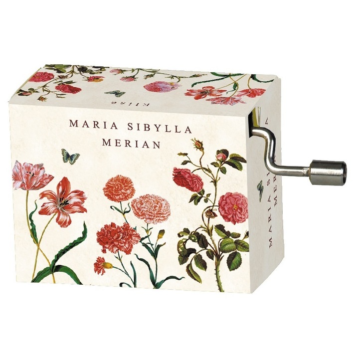 Flasneta Fridolin zenedoboz, Maria Sibylla Merian, művészi illusztrációk, fa, 2 év