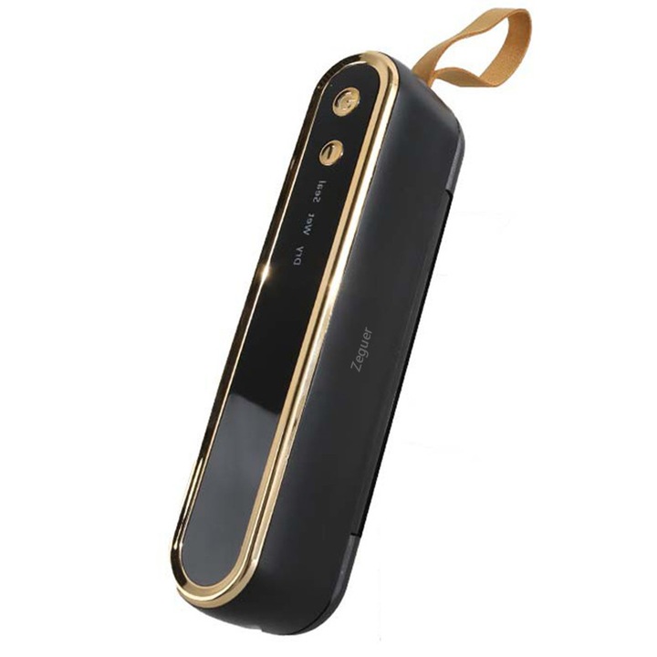 Mini Aparat de vidat si sigilat alimente, Zeguer, 40W, Functii vidare umed, uscata, vacuum, 10 Pungi incluse, compatibil cu pungi cu latimea de 17cm, Negru