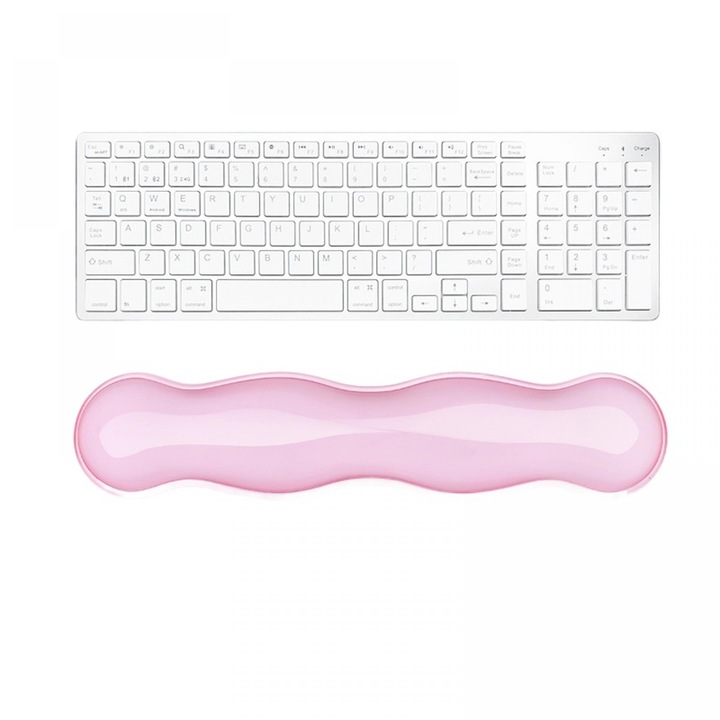 Suport Ergonomic Incheietura, Moale Si Antialunecare, Accesoriu Birou Pentru Tastatura, Roz