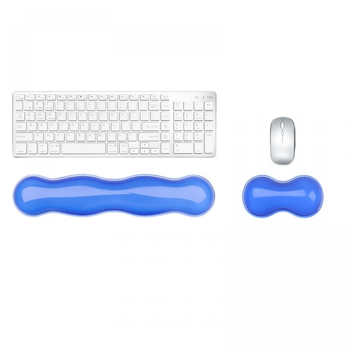 Suport Ergonomic Incheietura, Moale Si Antialunecare, Accesoriu Birou Pentru Tastatura Si Mouse, Albastru