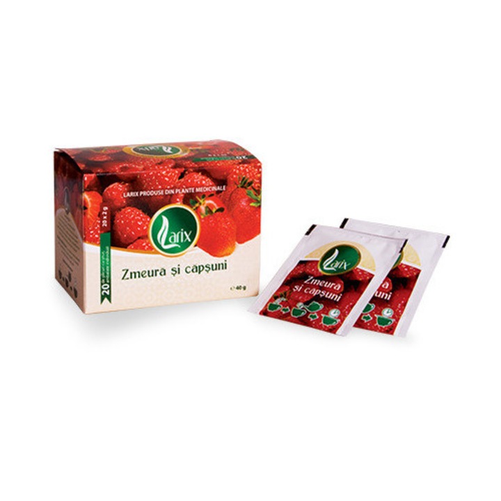 Ceai de zmeură și căpșuni, Larix, 20 plicuri, supliment alimentar